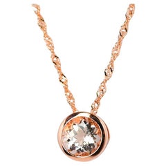 Morganite 925 argent sterling 18 carats 1 mm plaqué métal rose pour femmes