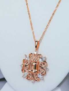 Colgante de mujer de plata de ley 925 con baño de metal rosa de 18k 1 mm4,01cts