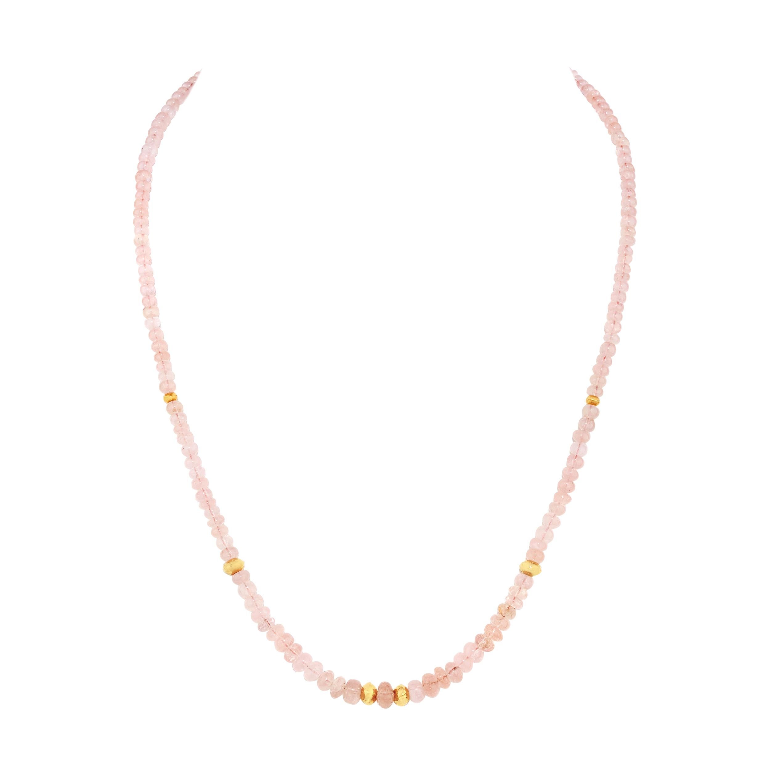 Morganite and 18 Karat Yellow Gold Necklace