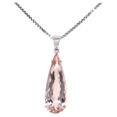 Morganite and 18K White Gold Pendant (P12899n)