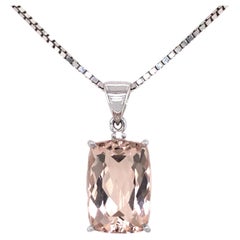 Morganite and 18K White Gold Pendant (P12903n)