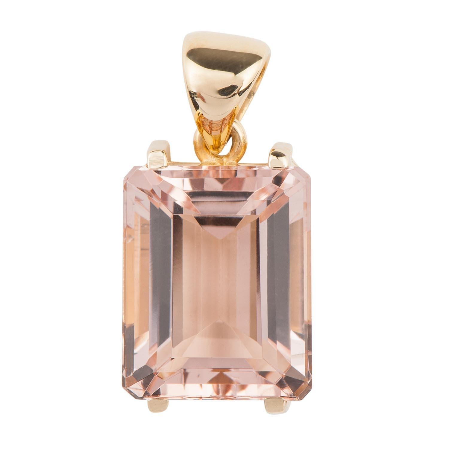 Morganite and 18k Yellow Gold Pendant (P10966n) In New Condition For Sale In Teófilo Otoni, MG