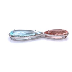 Morganite and Aquamarine Pendant - 18K White Gold with Diamonds (P11926n)