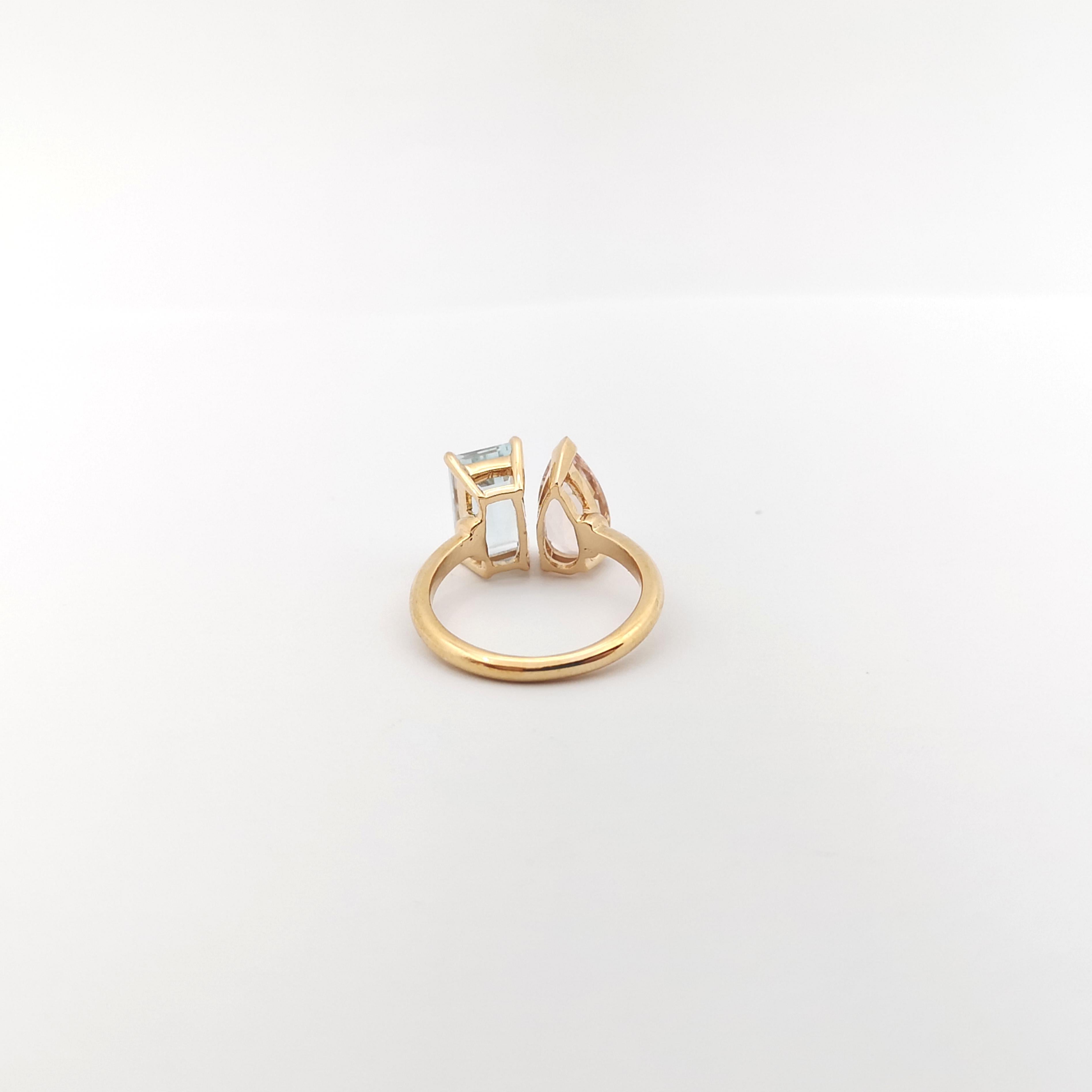 Morganite and Aquamarine Ring set in 18K Rose Gold Settings For Sale 3