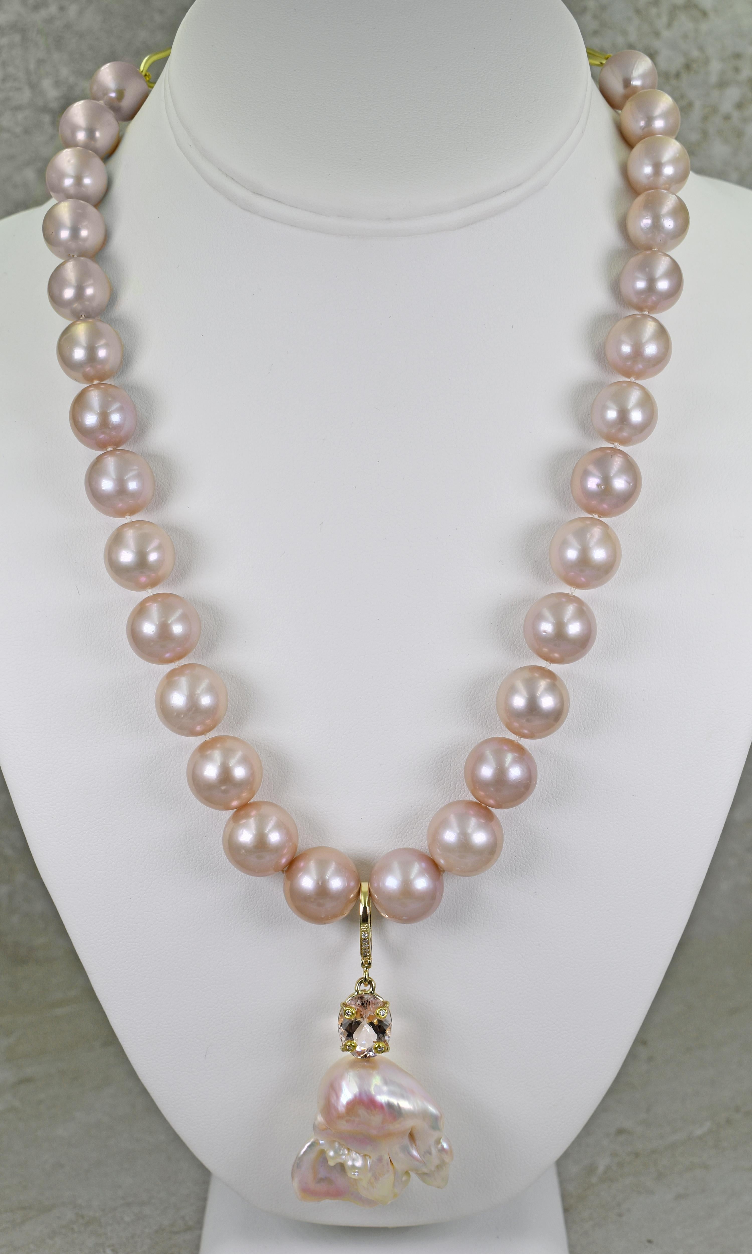 pink pearl pendant necklace