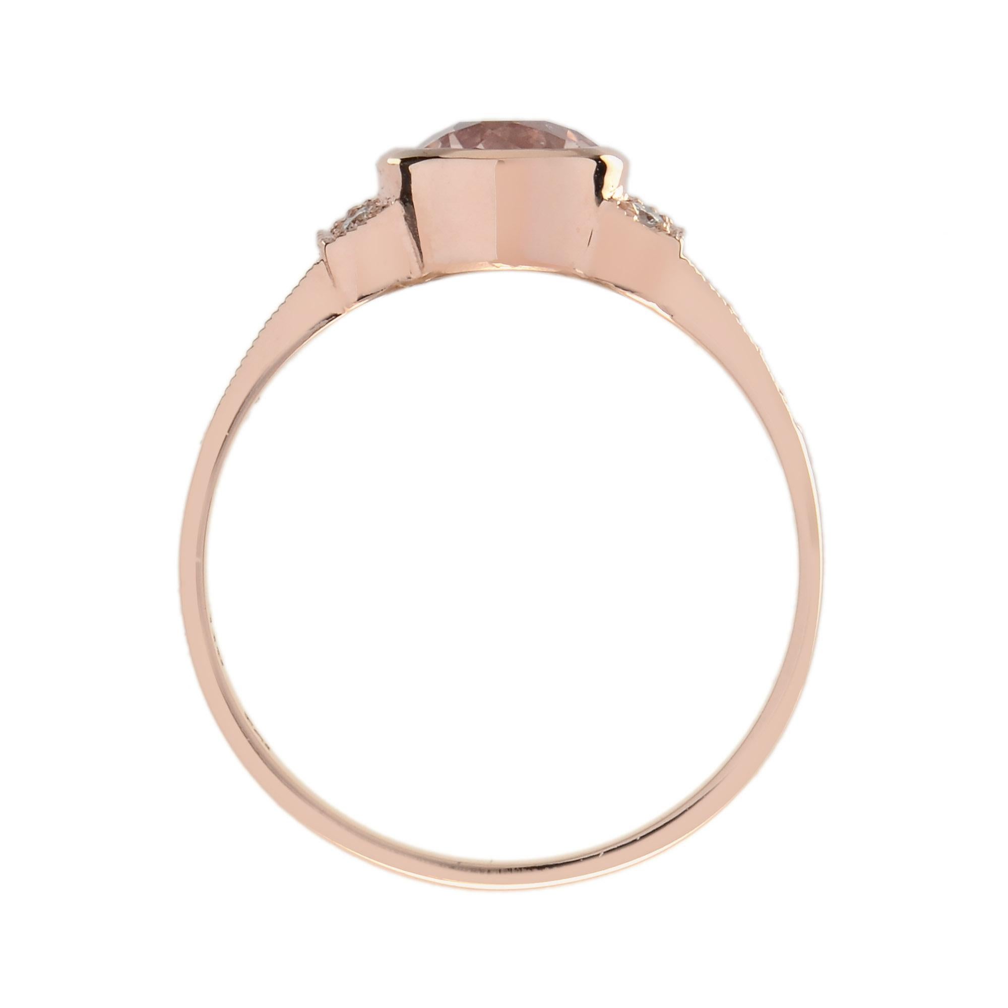 For Sale:  Morganite and Diamond Classic Style Engagement Ring in 14K Rose Gold 6