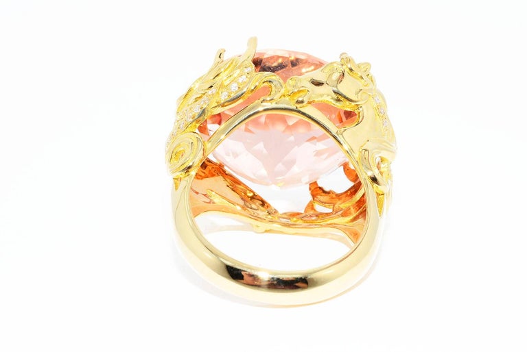 Morganite and Diamond Cocktail Ring 18 Karat Yellow Gold For Sale at ...