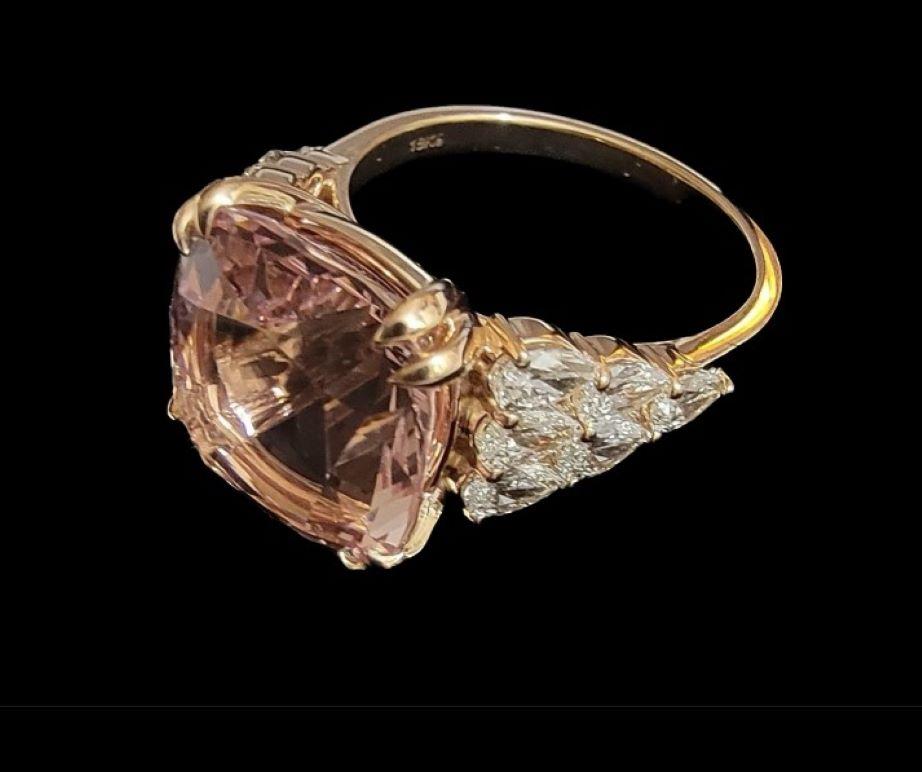 Morganite and Diamond Cocktail Ring In New Condition For Sale In Overland Park, KS