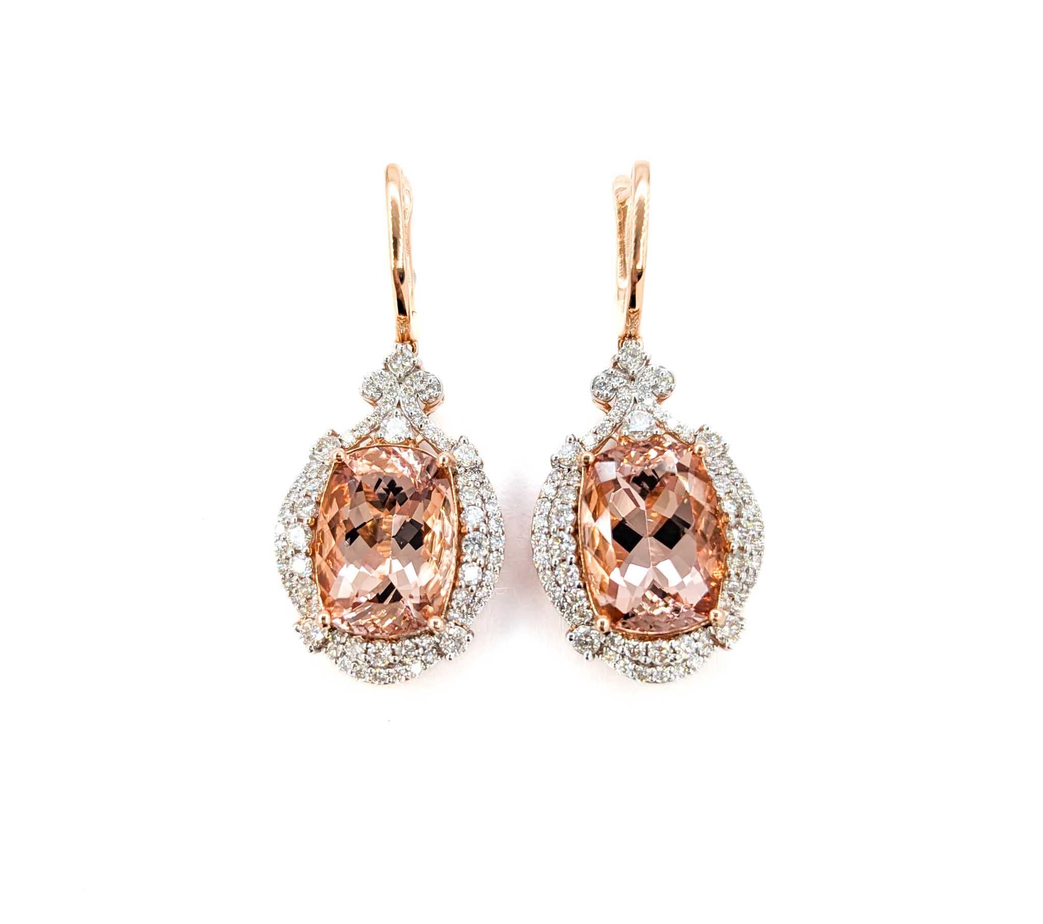 Morganit und Diamant-Ohrringe aus 14k Roségold 4