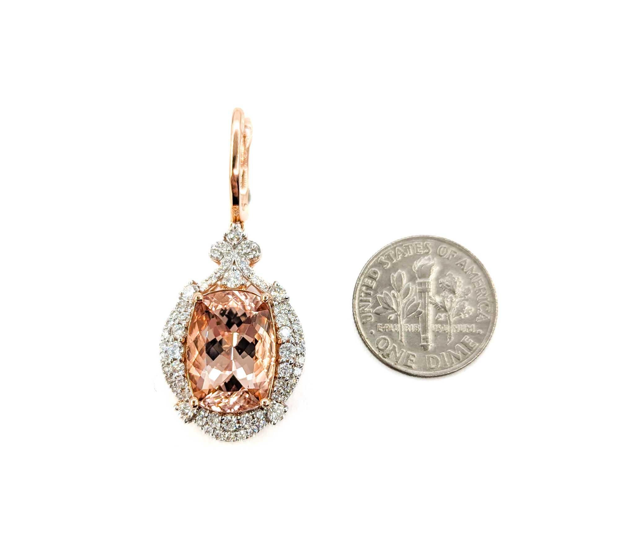 Morganit und Diamant-Ohrringe aus 14k Roségold (Ovalschliff)