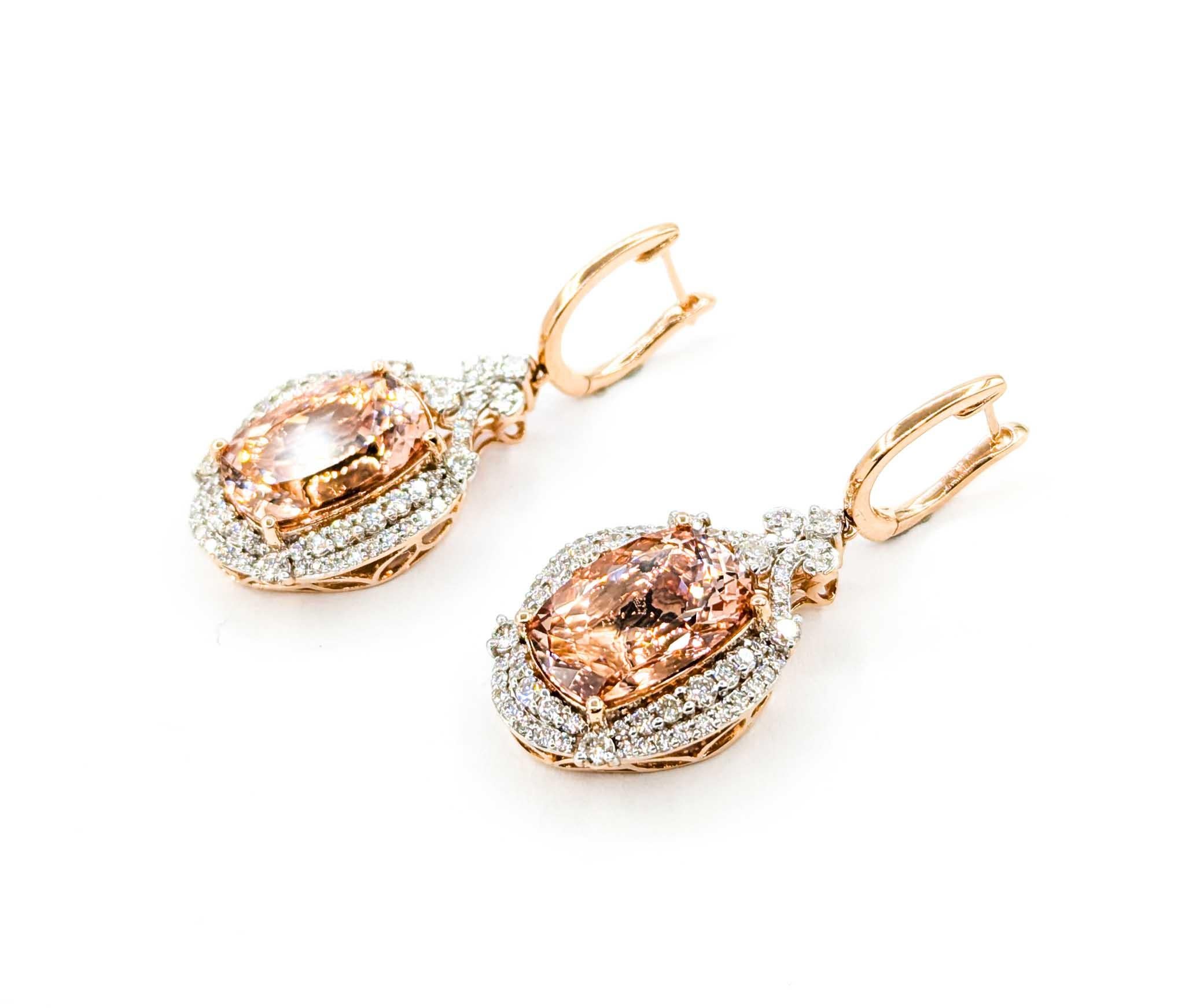 Morganit und Diamant-Ohrringe aus 14k Roségold im Zustand „Hervorragend“ in Bloomington, MN