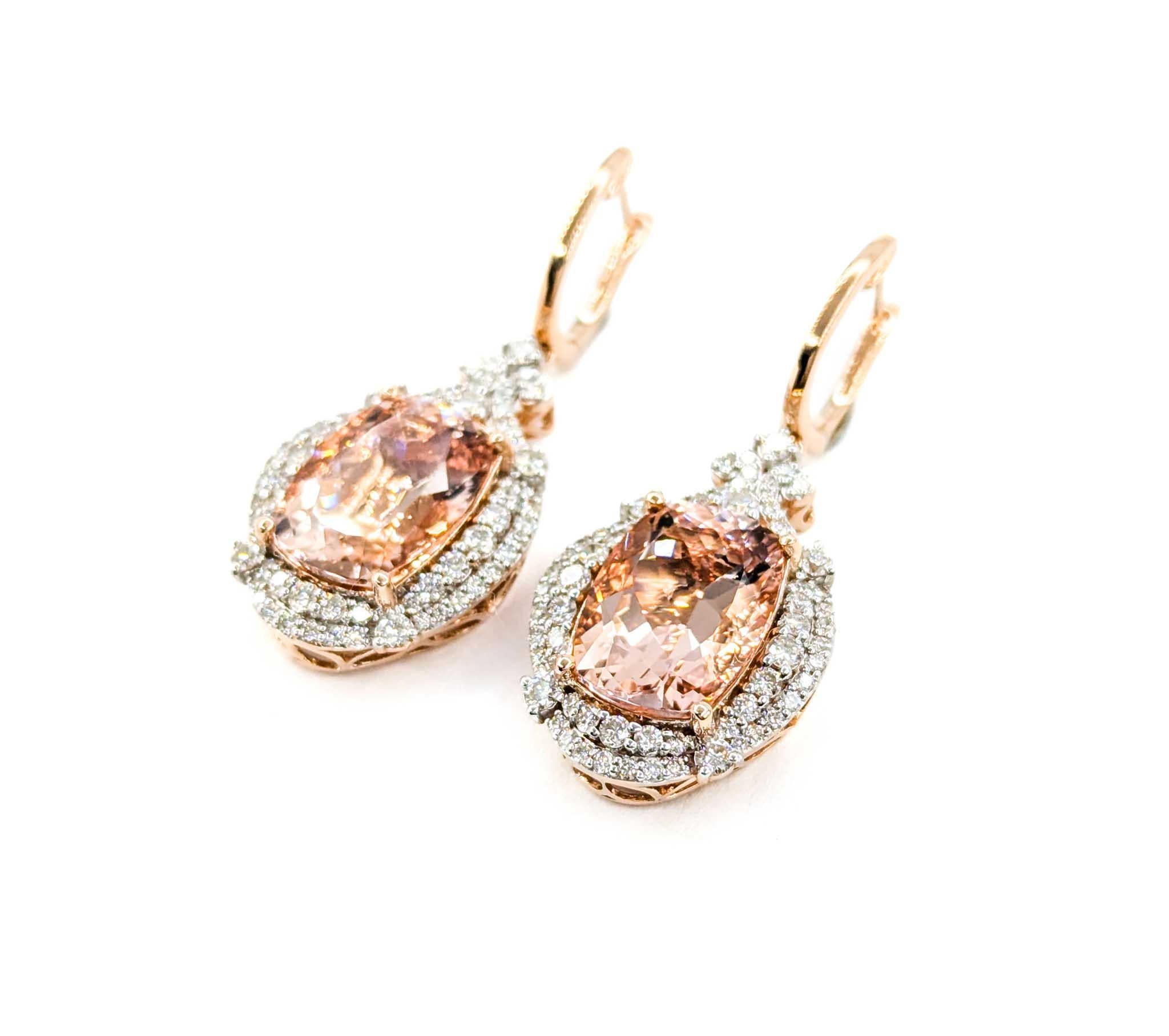 Morganit und Diamant-Ohrringe aus 14k Roségold 1