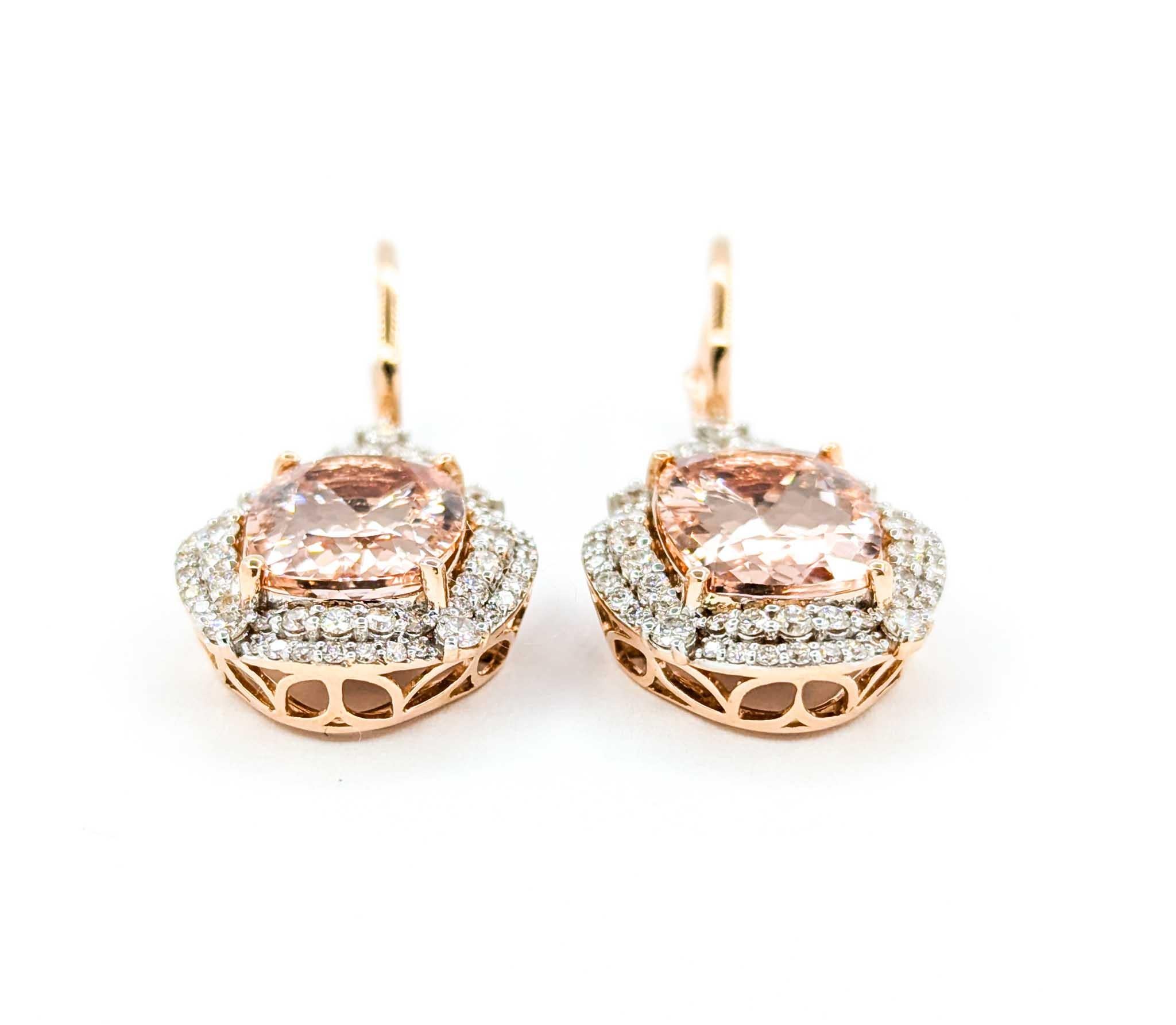 Morganit und Diamant-Ohrringe aus 14k Roségold 2