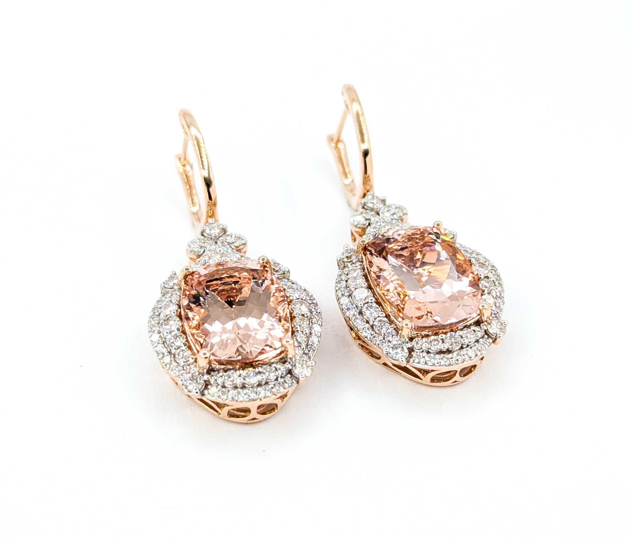 Morganit und Diamant-Ohrringe aus 14k Roségold 3