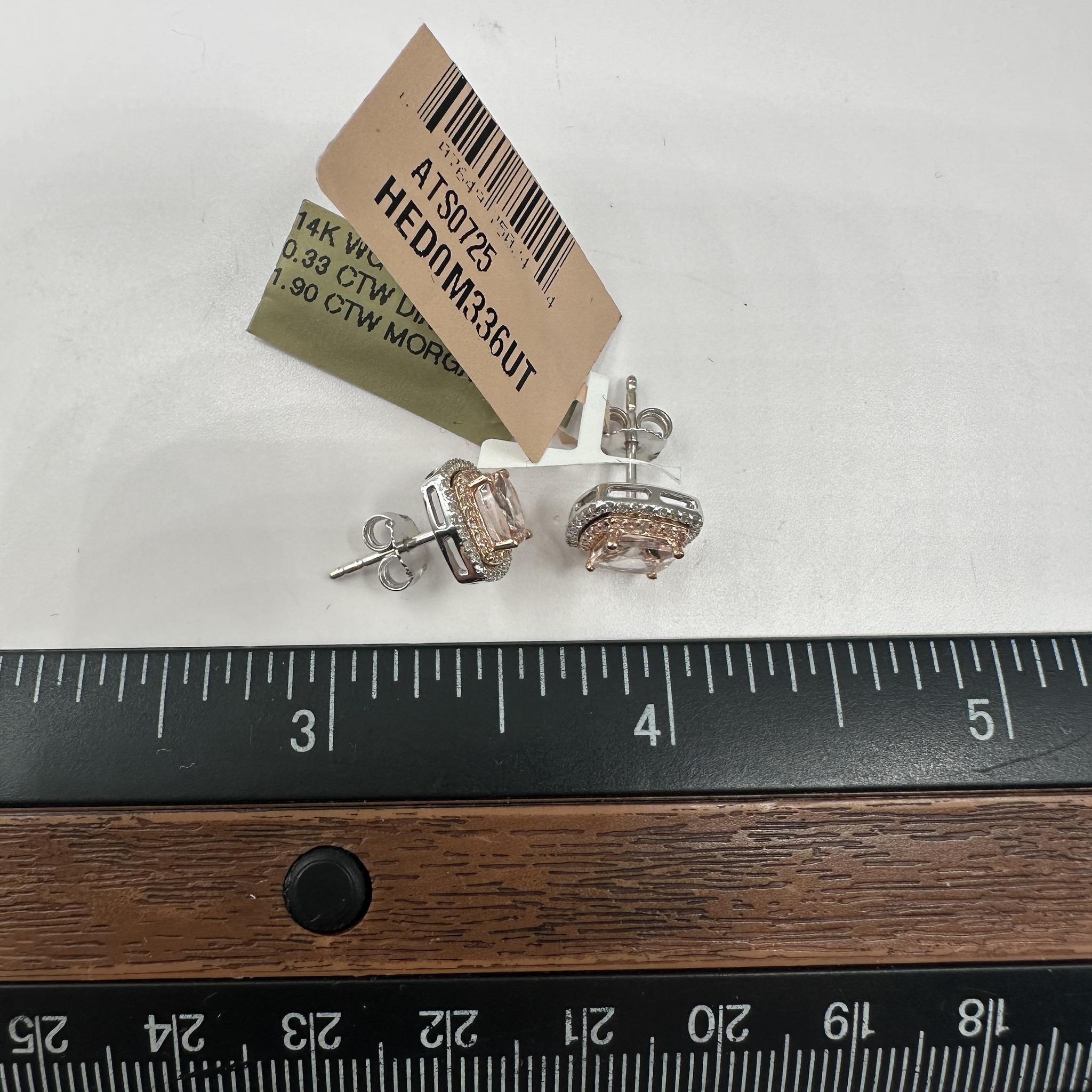 Women's Morganite and Diamond Earrings in 14kt White Gold - 1.90ctw Morganite, NWT For Sale