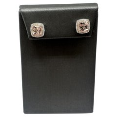 Morganite and Diamond Earrings in 14kt White Gold - 1.90ctw Morganite, NWT