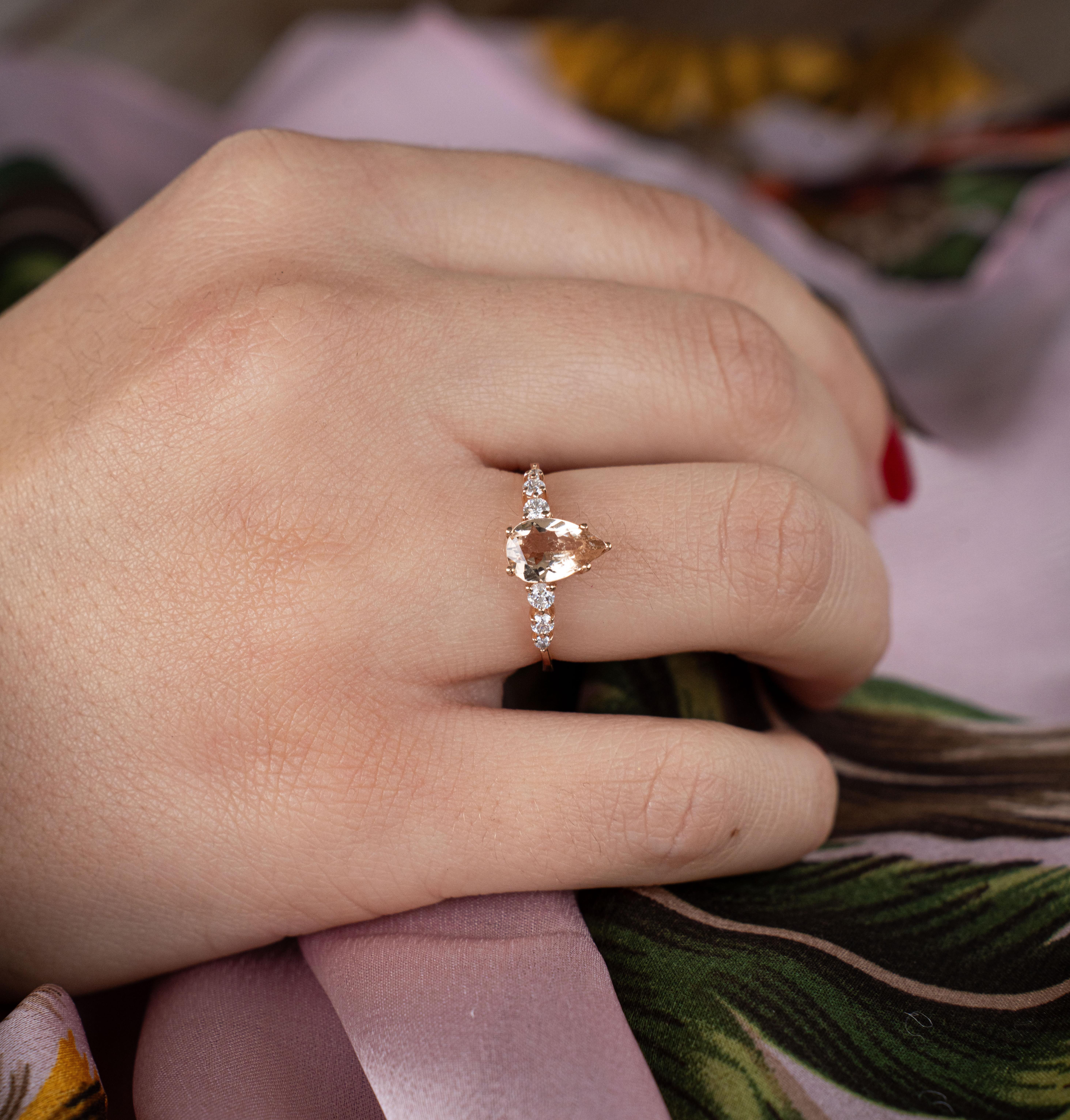 Im Angebot: Verlobungsring mit Morganit und Diamant () 3