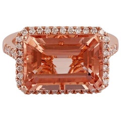 Morganite and Diamond Ring Studded in 18 Karat Rose Gold