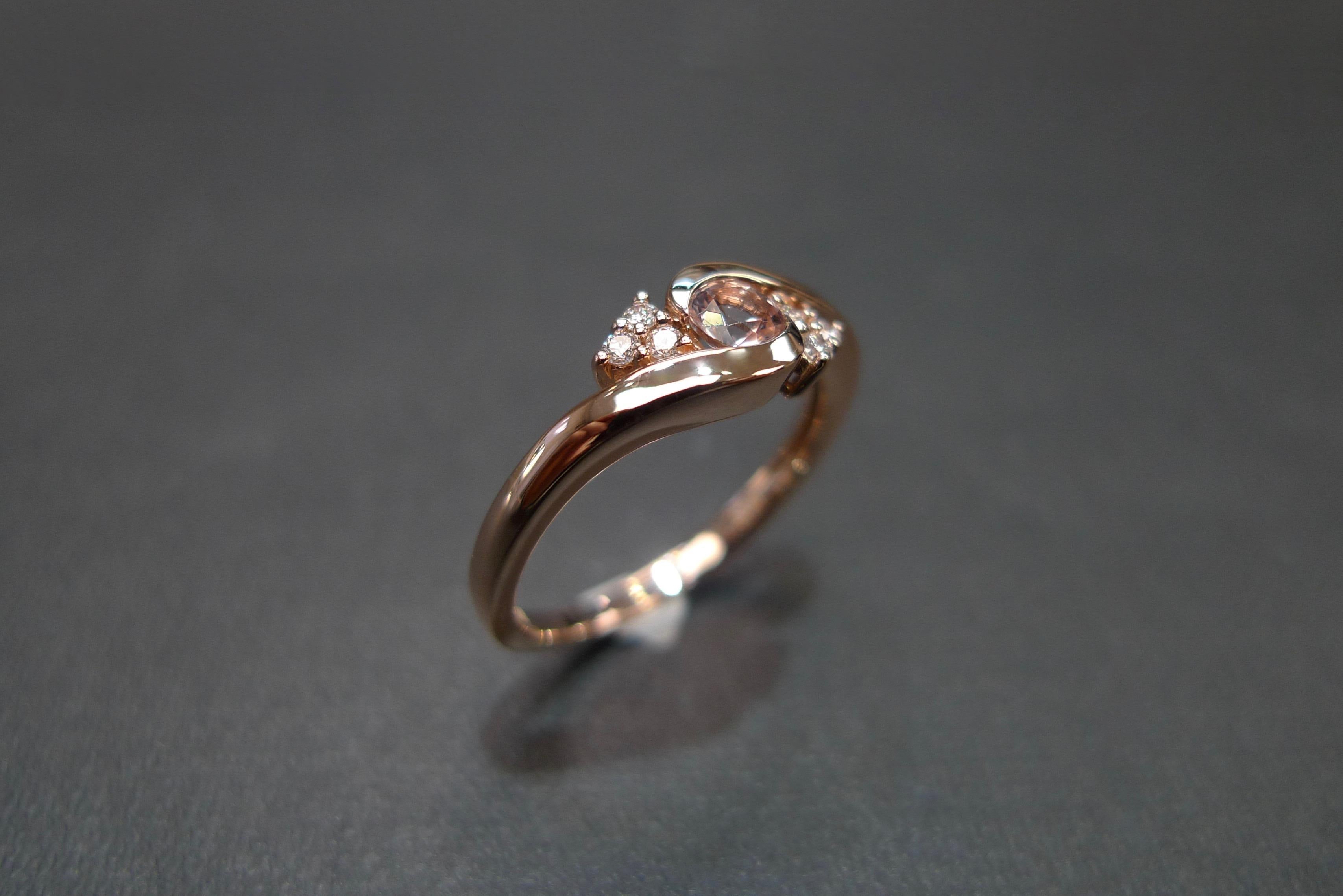 For Sale:  Morganite and Diamonds Twist Tension Ring in 14K Rose Gold 2