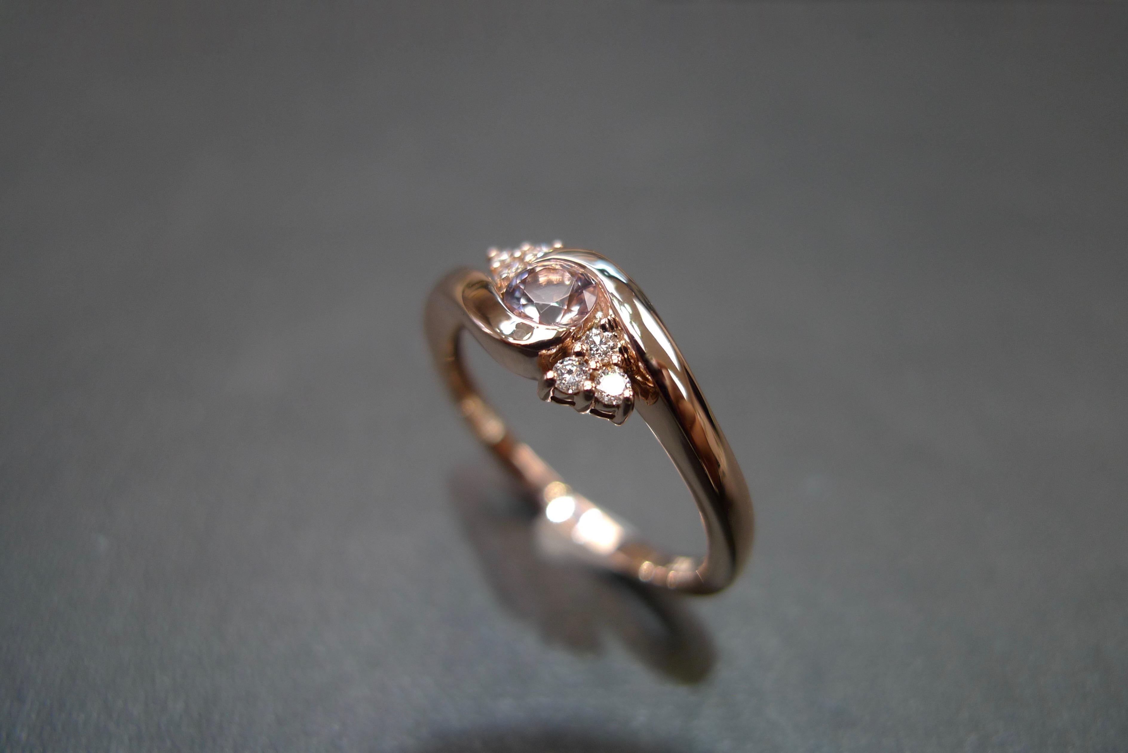 For Sale:  Morganite and Diamonds Twist Tension Ring in 14K Rose Gold 5