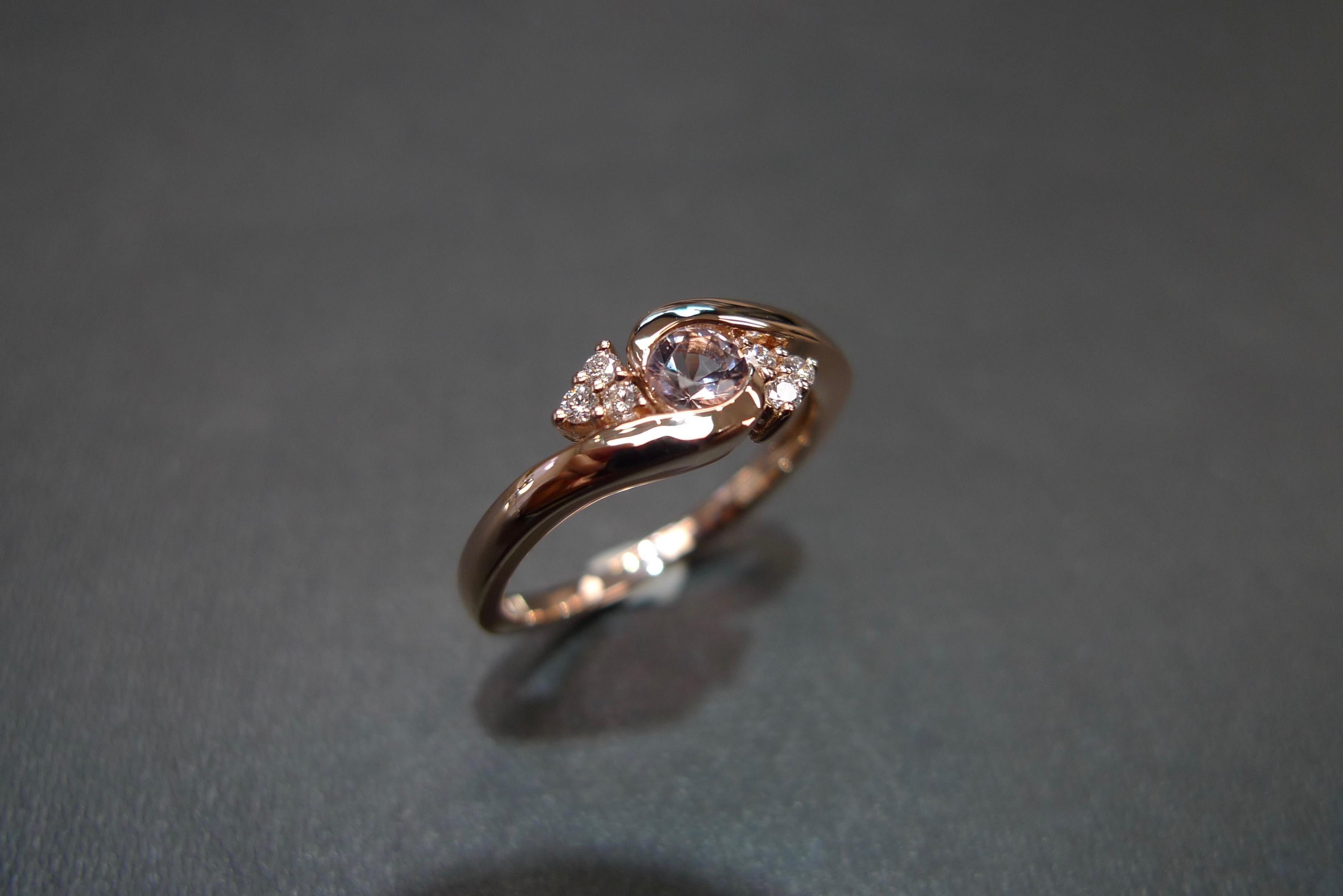For Sale:  Morganite and Diamonds Twist Tension Ring in 14K Rose Gold 6