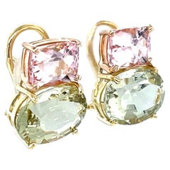 Morganit und Goldberyll French Clip-Ohrringe aus 18k Gelb- und Roségold Morganit und Goldberyll French Clip-Ohrringe aus 18k Gelb- und Roségold