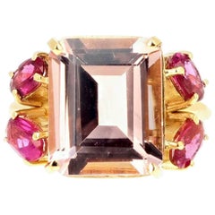 AJD GORGEOUS 4,5 Karat Rosa Morganit & Rosa Turmalin 18Kt Gelbgold Ring