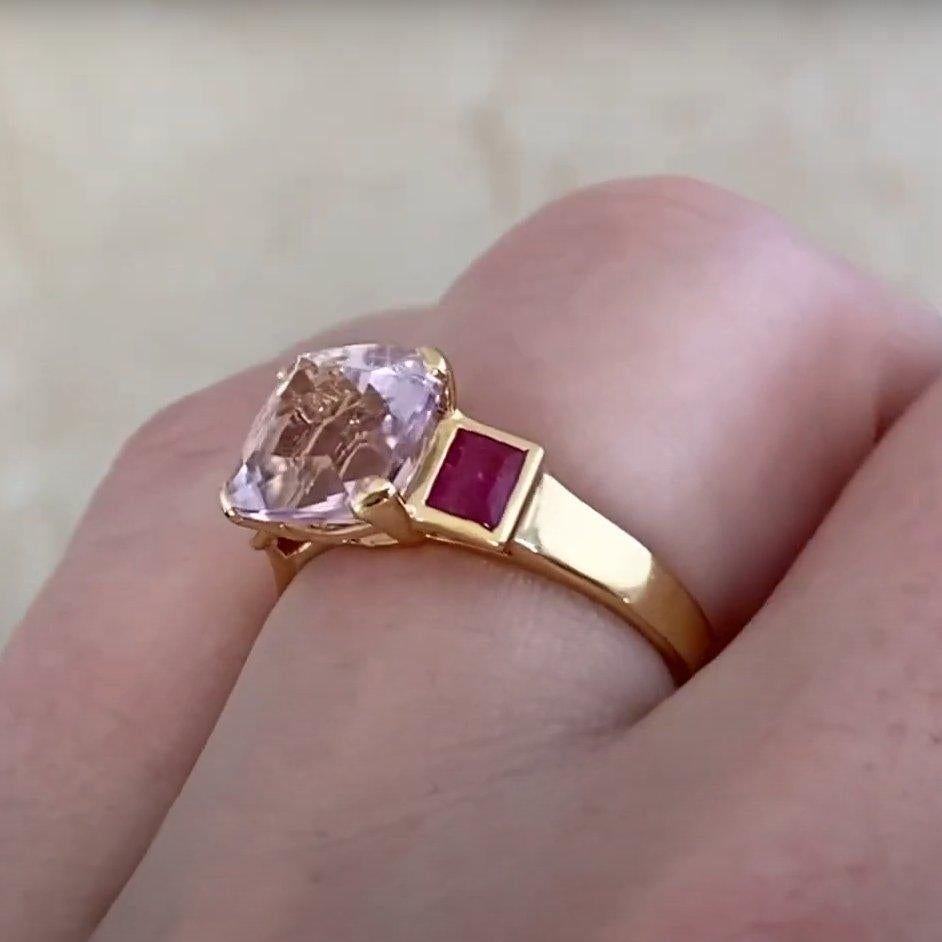 Taille ronde Bague cocktail en or jaune 18 carats, aigue-marine et rubis taille ronde (environ 1,80 carat) en vente