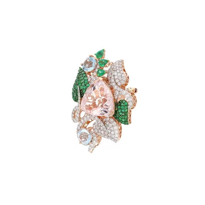 A stunning brooch set in Morganite, Aquamarine, Emerald and 1.68 carats of sparkling diamonds.

FOLLOW  MEGHNA JEWELS storefront to view the latest collection & exclusive pieces.  Meghna Jewels is proudly rated as a Top Seller on 1stdibs with 5 star