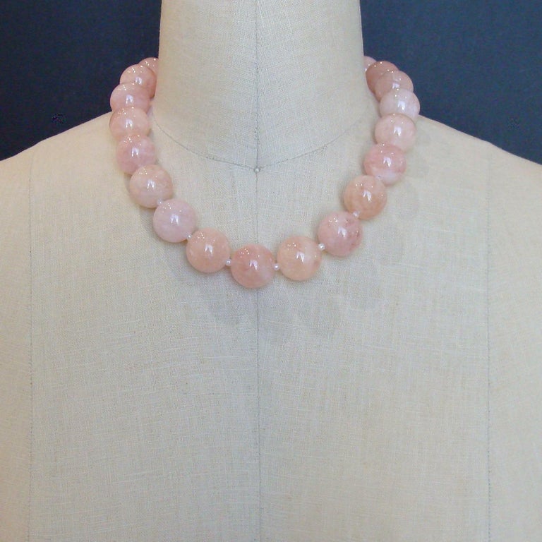 Morganite Ballet Pink Opal Inlay Toggle Choker Necklace, Dahlia V Necklace In New Condition For Sale In Colleyville, TX