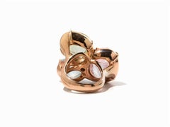 Morganite, Beryl and Aquamarine Ring, Gold-Plated Silver