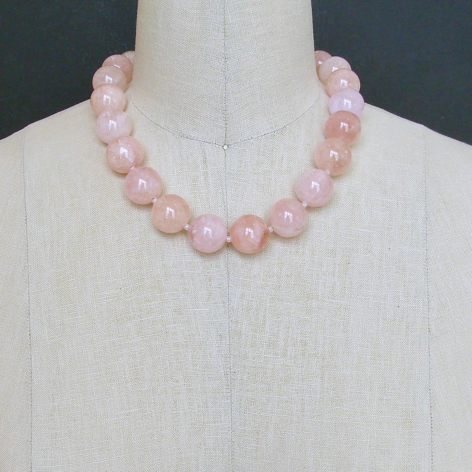 Round Cut Morganite Beryl Pink Opal Inlay Toggle Choker Necklace, Dahlia IV Necklace
