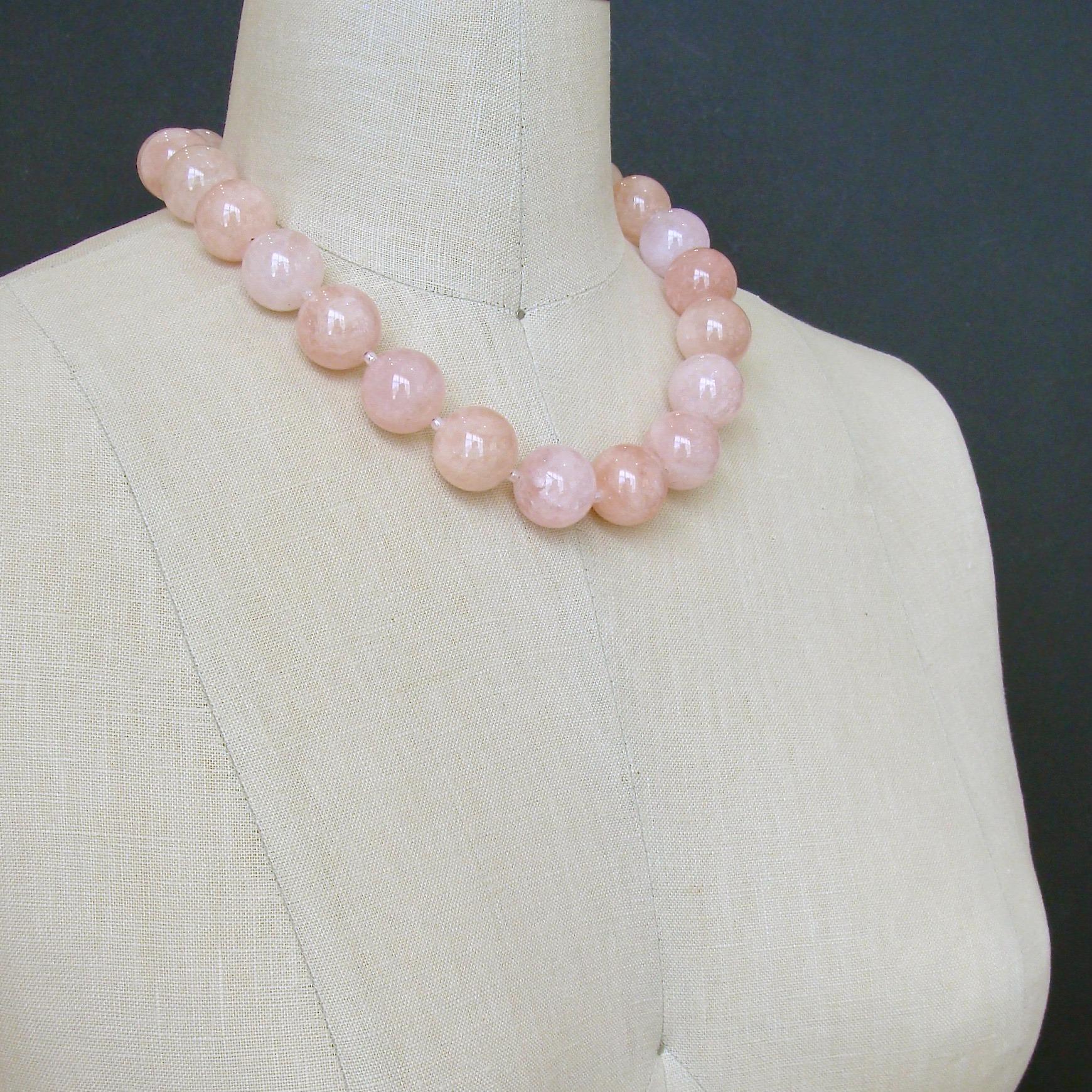 Morganite Beryl Pink Opal Inlay Toggle Choker Necklace, Dahlia IV Necklace In New Condition In Colleyville, TX