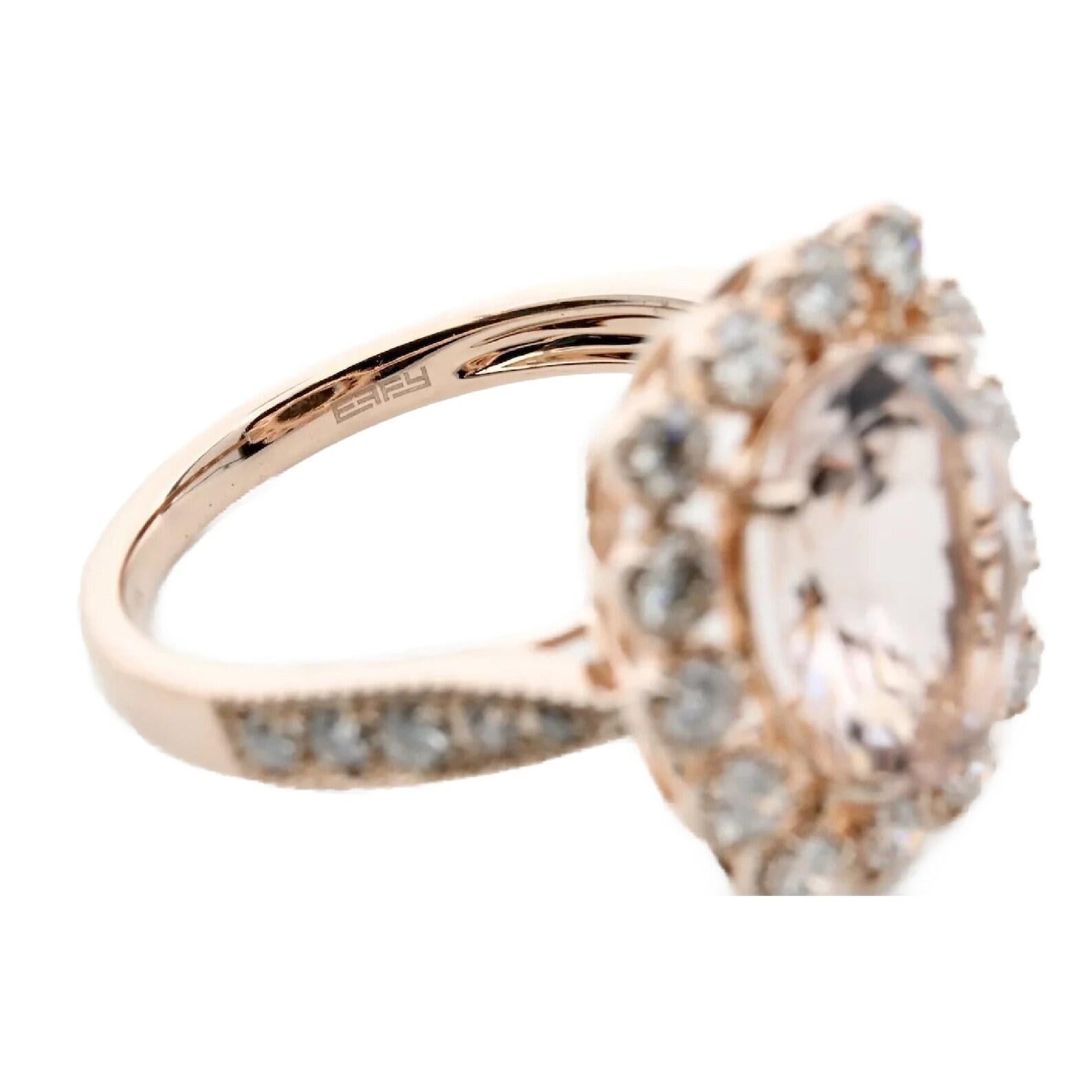 Women's Morganite & Bezel Set Diamond Ring in 14K Rose Gold For Sale
