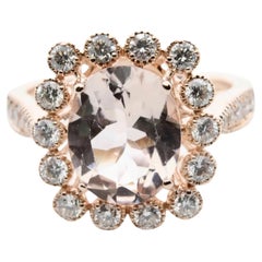 Used Morganite & Bezel Set Diamond Ring in 14K Rose Gold