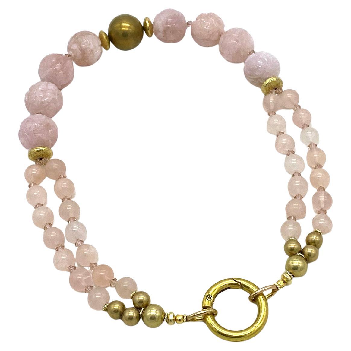 Collana in Morganite con motivi di lunga vita intagliati in vendita 1