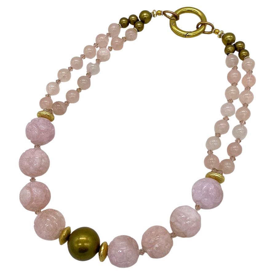 Collana in Morganite con motivi di lunga vita intagliati in vendita