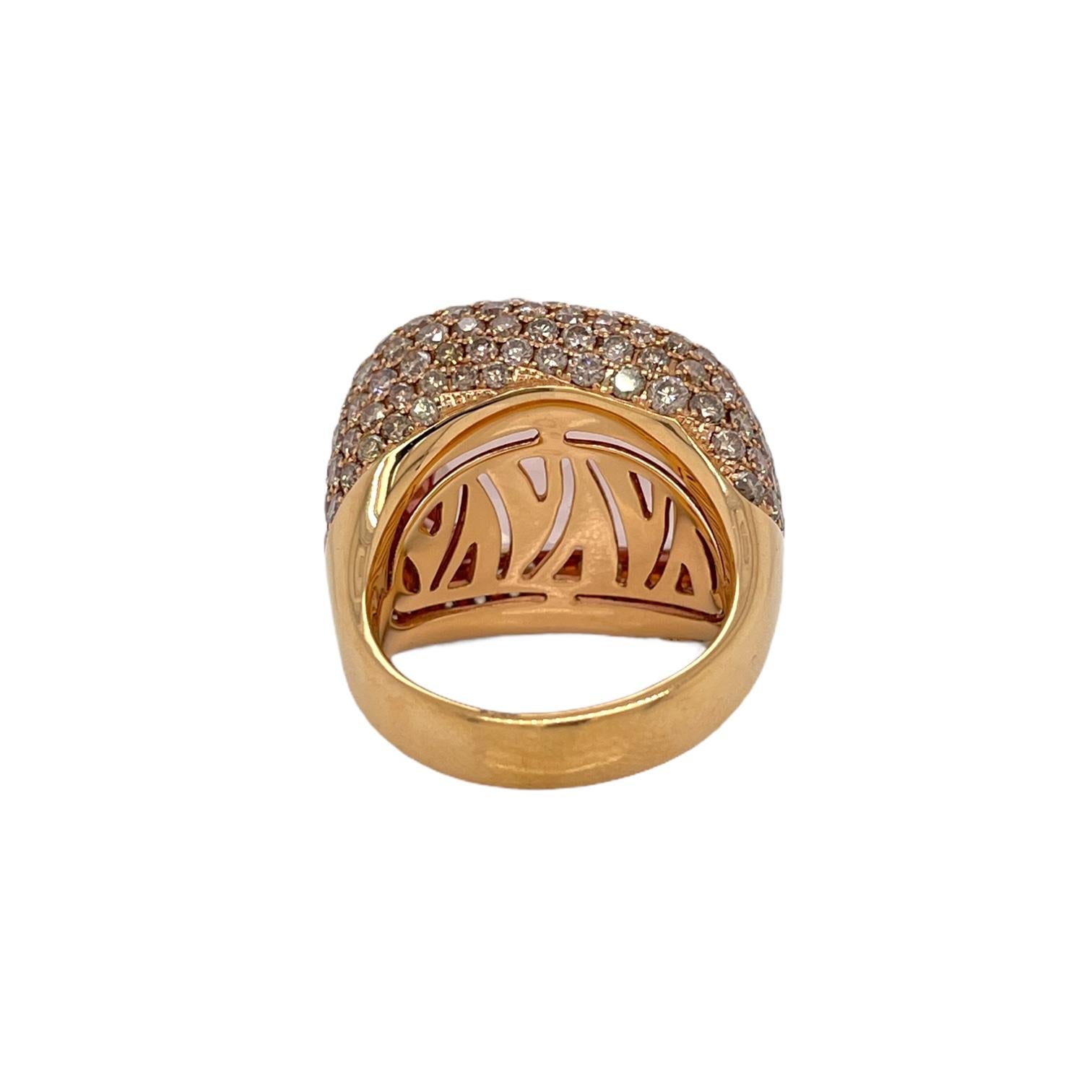 Modern Morganite & Champagne Diamond Ring in 18k Rose Gold For Sale