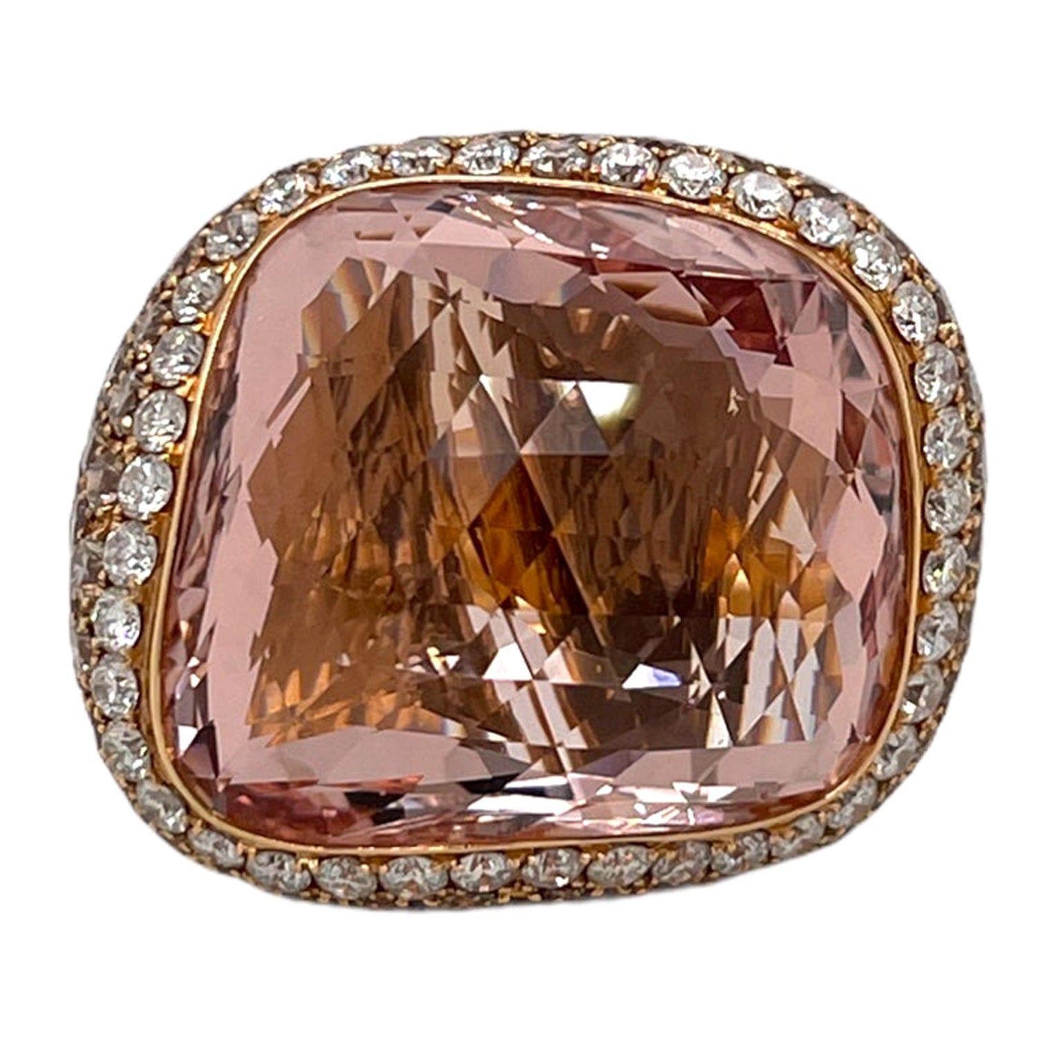 Bague en or rose 18 carats, morganite et diamant champagne
