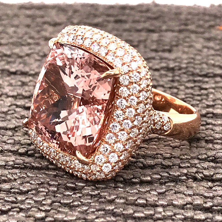 Cushion Morganite Dress Ring with Cognac Diamonds