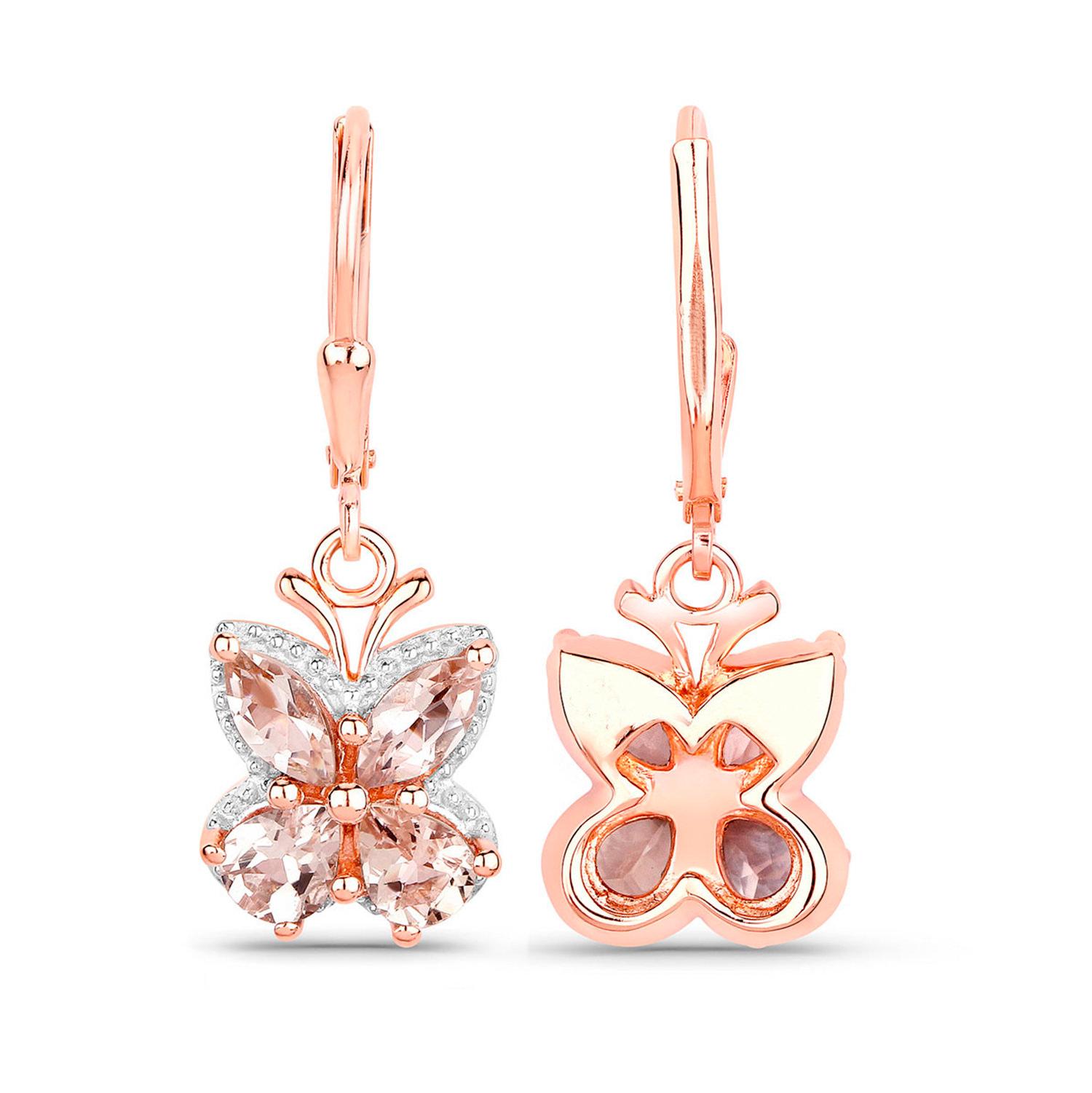 Orecchini pendenti di morganite 1,86 carati placcati in oro rosa 18 carati A. Silver In condizioni ottime in vendita a Punta Gorda, FL
