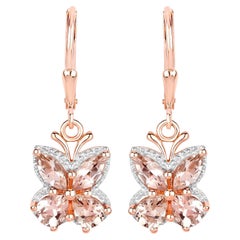 Orecchini pendenti di morganite 1,86 carati placcati in oro rosa 18 carati A. Silver