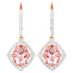 Morganit-Ohrhänger mit Diamantfassung aus 14 Karat Roségold mit 5,58 Karat