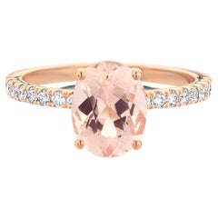 Anello di fidanzamento con diamante Morganite in oro rosa 18 carati