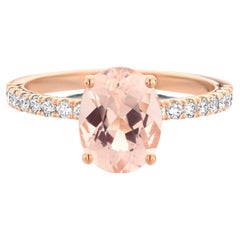 Bague de fiançailles en or rose 18 carats Morganite Diamant