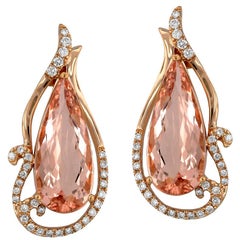 Morganite Diamond and Rose Gold Statement Earrings
