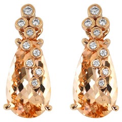 Morganite Diamond and Rose Gold Statement Earrings