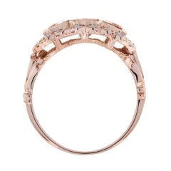 Morganite & Diamond Antique Style Three Stone Rose Gold Ring