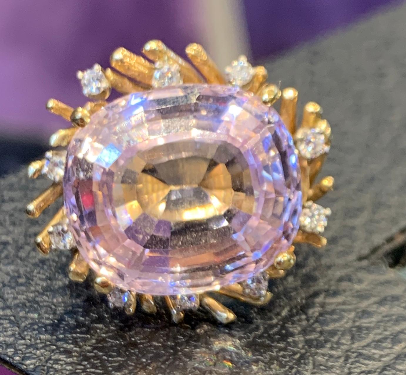 Morganite & Diamond Cocktail Ring  In Excellent Condition For Sale In New York, NY
