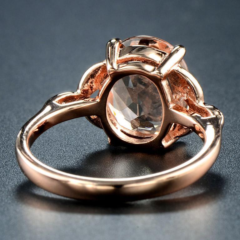 For Sale:  Oval Morganite and Diamond Solitaire Ring in 18K Rose Gold 5